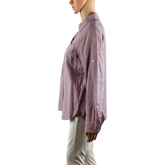 Lauren Jeans Co Ralph Lauren Petite Pink Plaid Button Down Shirt 100% Cotton PL - Picture 4 of 6